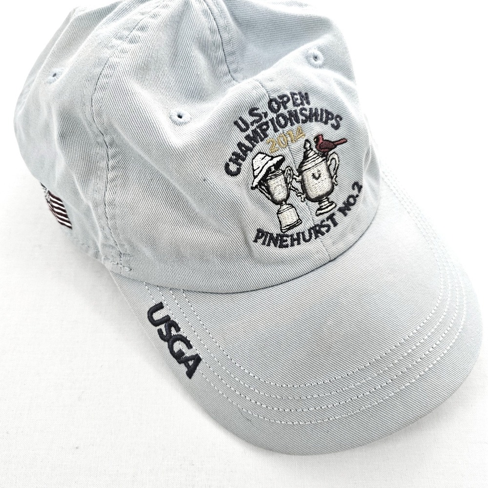 USGA 2014 US Open Pinehurst No 2 Golf Hat Adjustable‎ Strapback Cap Blue